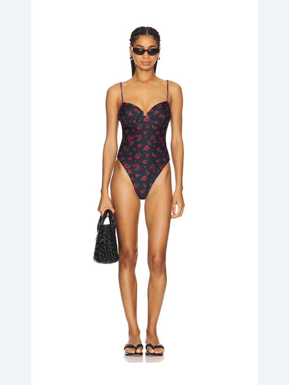 LPA Revolve Dana One Piece Swimsuit in Black Poppy Floral